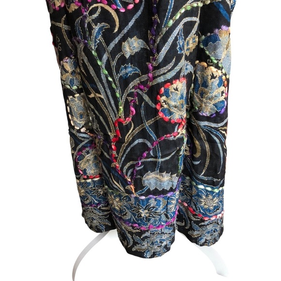 Raj Kimono Black Floral Butterfly Embroidered Bohemian One Size - Picture 8 of 11